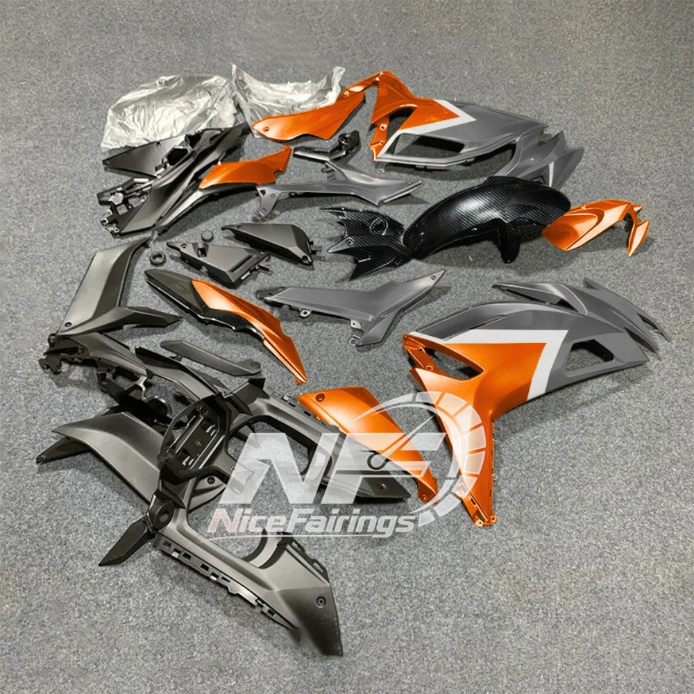 For KAWASAKI Ninja 650 ER-6F 2020-2026 Orange Black Injection Molded Fairing Kit Bodywork Set | NiceFairings - side angle image