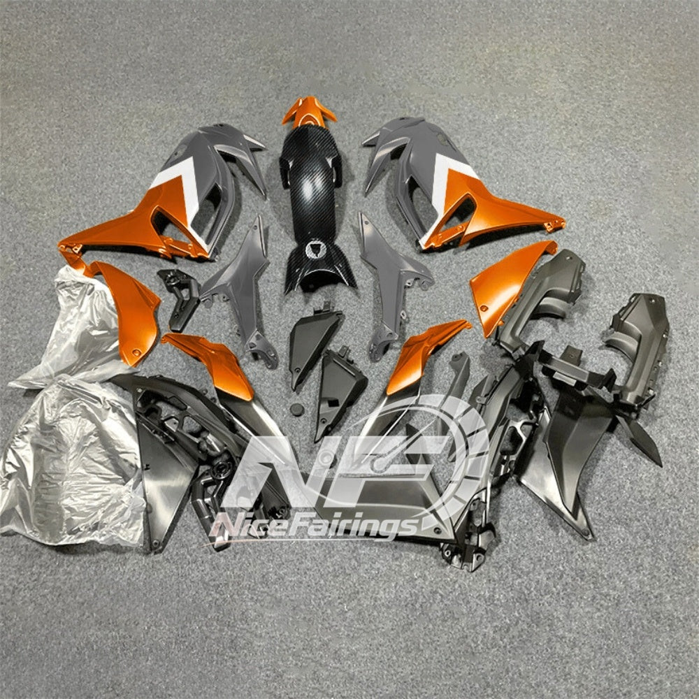 For KAWASAKI Ninja 650 ER-6F 2020-2026 Orange Black Injection Molded Fairing Kit Bodywork Set | NiceFairings - rear angle image
