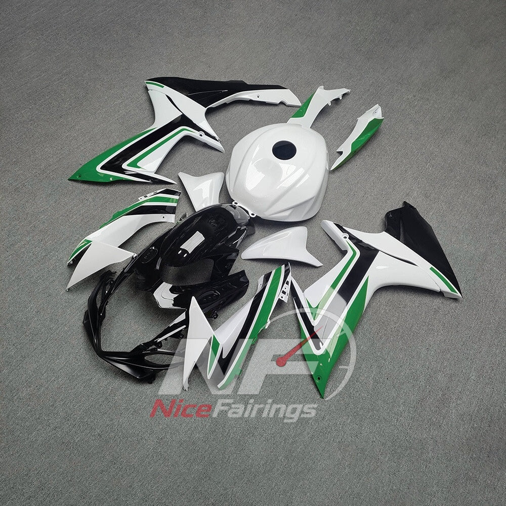 For Suzuki GSX-R600 GSX-R750 K11 2011-2016 Custom Fairings White Black ABS Sportbike Plastics | NiceFairings - front angle image