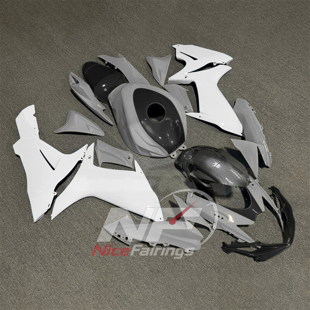 For Suzuki GSX-R600 GSX-R750 K11 2011-2016 Custom Fairings White Black ABS Sportbike Plastics | NiceFairings - front angle image
