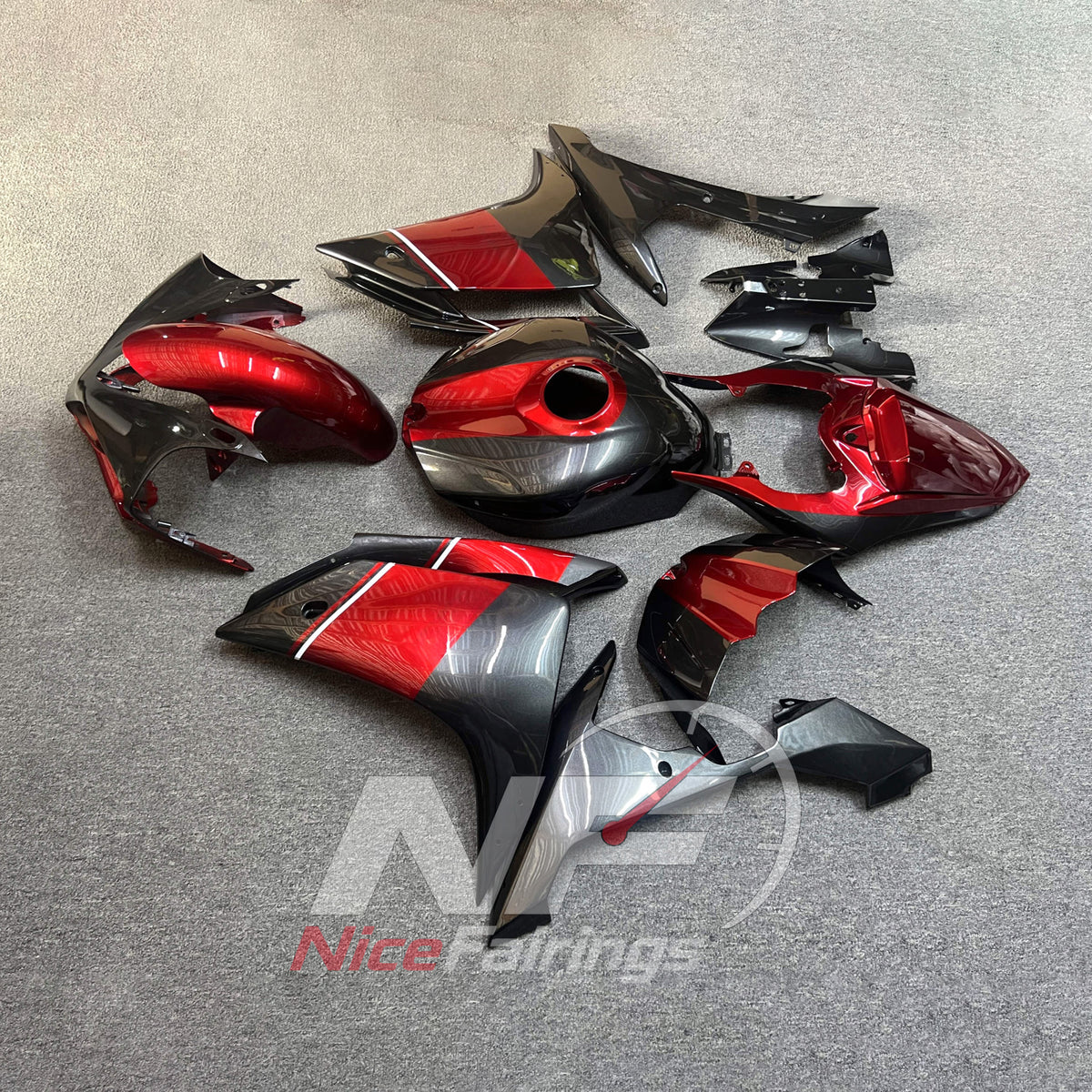 Motorcycle ABS Fairing Kit Fits YAMAHA YZF-R1 RN19 2007-2008 - Red Carbon-Style | NiceFairings - front angle image