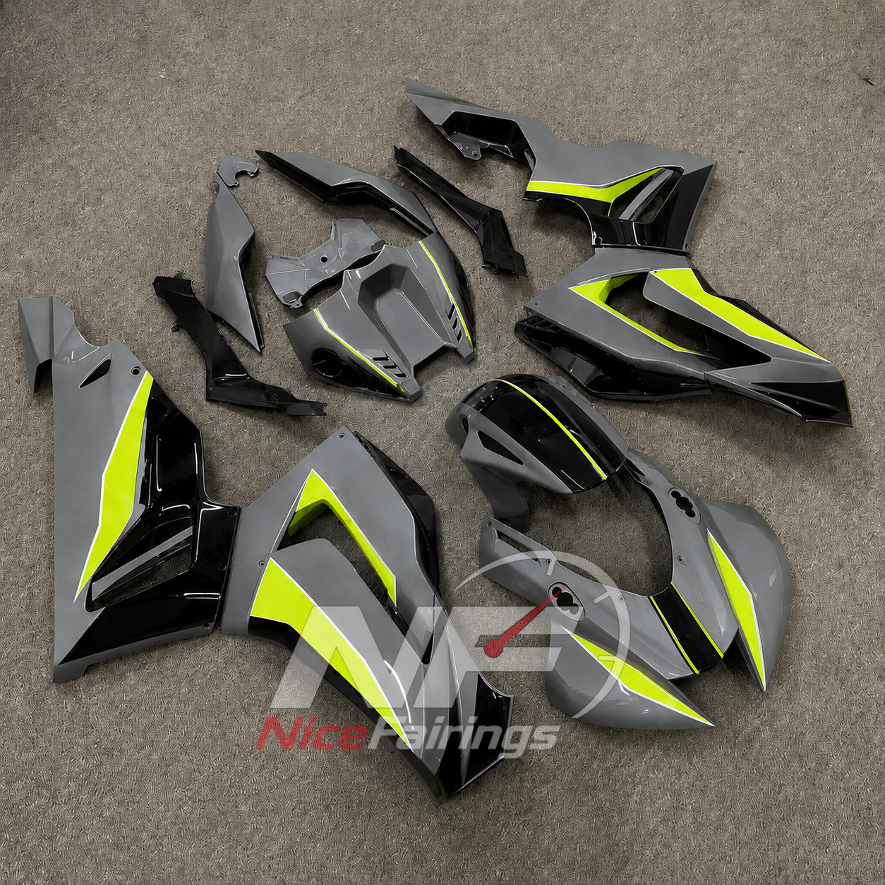 Black Grey Neon Yellow ABS fairing kit for Honda CBR1000RR-R 2020-2023, design D1-P18 - image 2