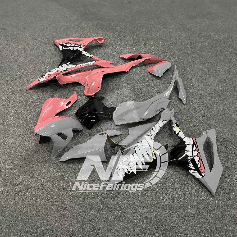 For BMW S1000RR 2019-2022 Grey Blue Motorcycle Fairing Kit, Aftermarket ABS Body Panels | NiceFairings - front angle image
