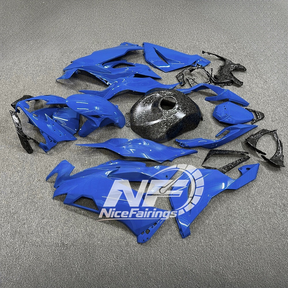 For Kawasaki ZX6R 636 Custom Painted ABS Body Kit Blue Silver Premium Edition | NiceFairings - front angle image