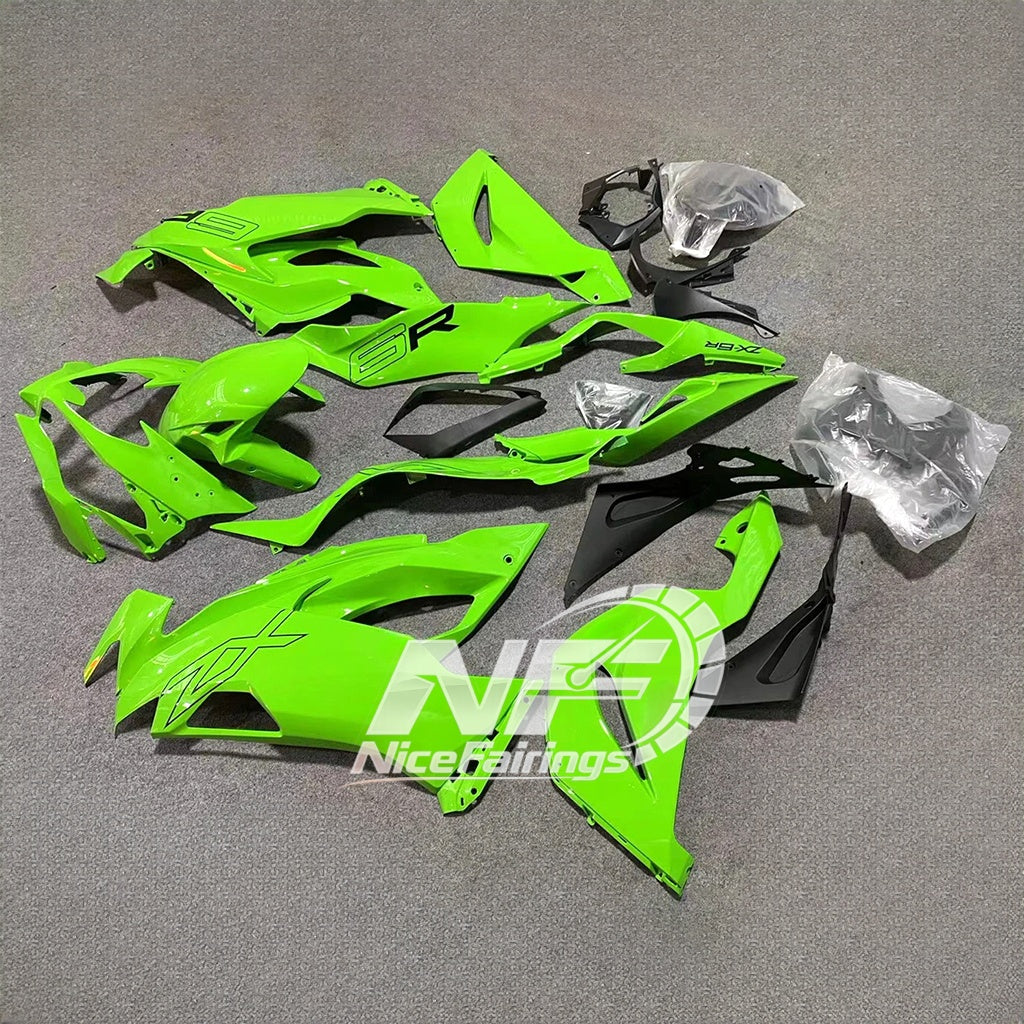 Kawasaki Ninja ZX-6R 636 2019-2023 Custom Fairings Lime Green | NiceFairings - front angle image