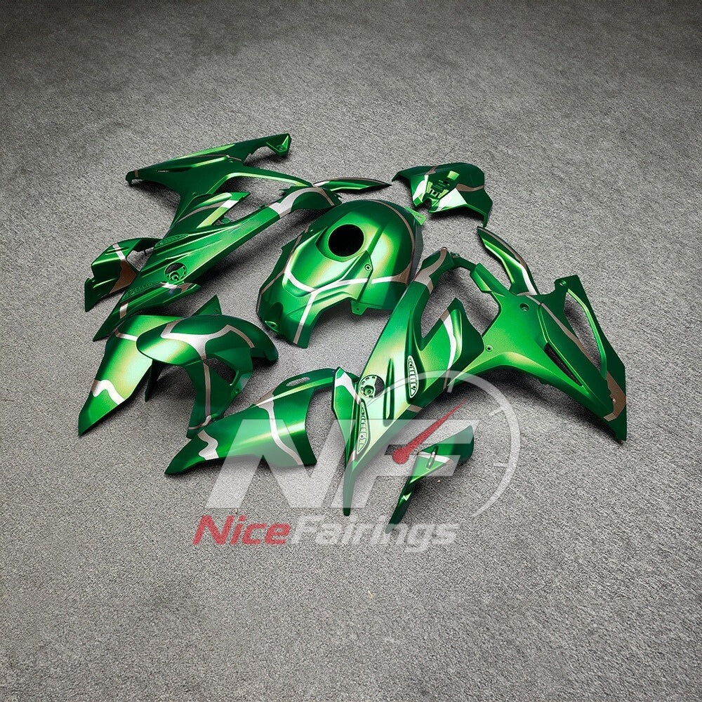For BMW S1000RR 2023-2024 Green Black Motorcycle Fairing Kit with Aftermarket Body Panels | NiceFairings - front angle image