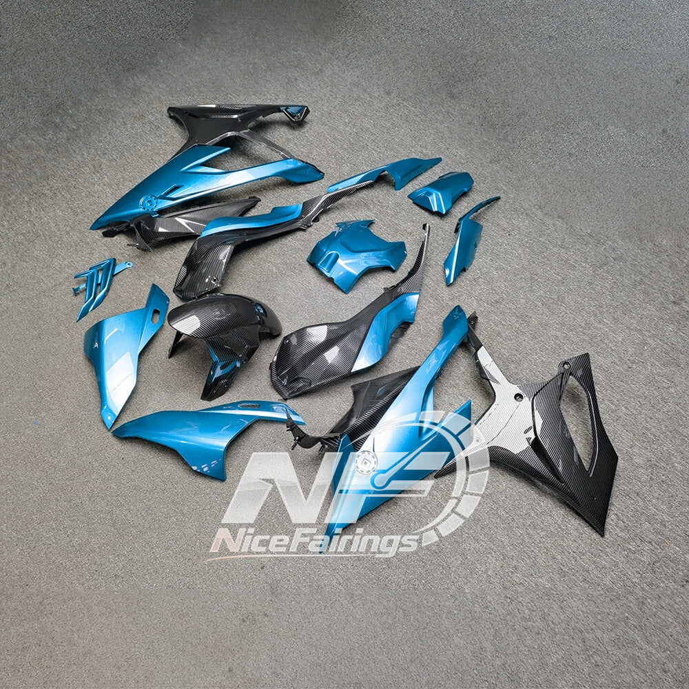 For BMW S1000RR 2019-2022 White Black Custom Fairings, ABS Replacement Plastics Full Body Kit | NiceFairings - front angle image
