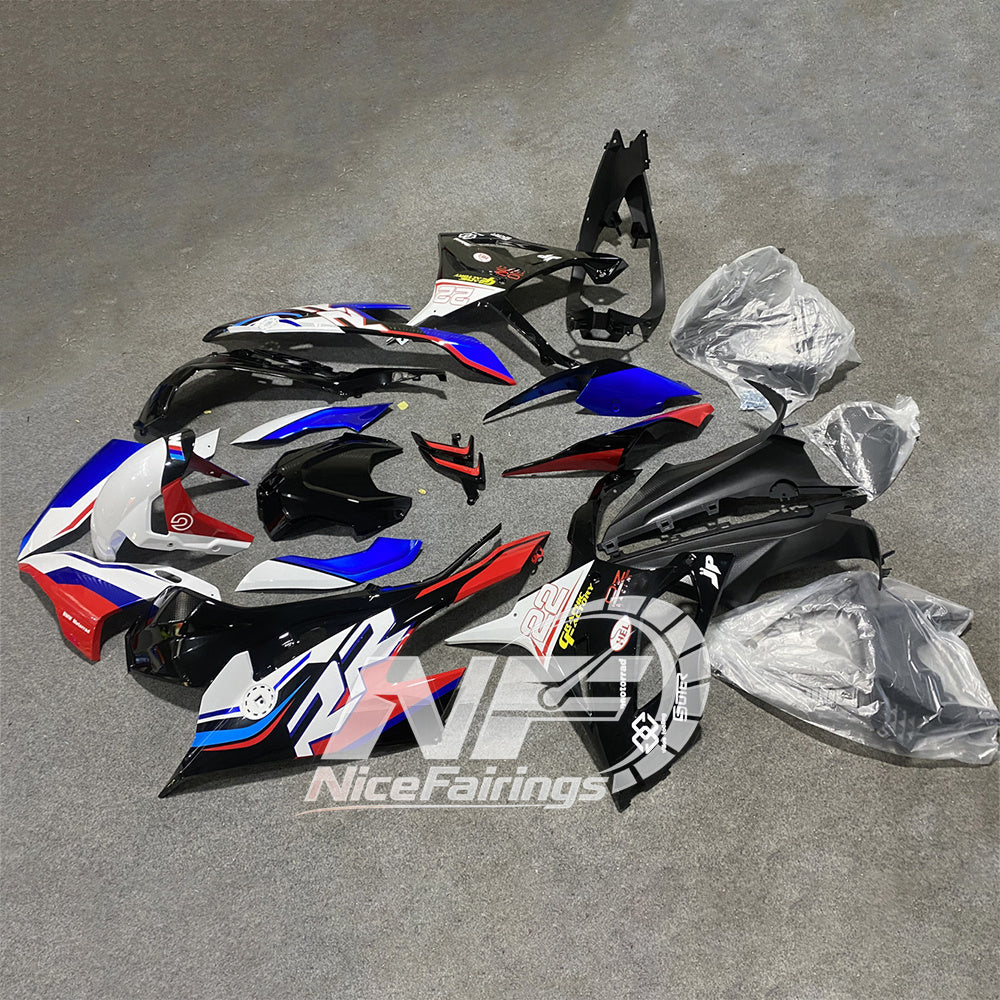 For BMW S1000RR 2019-2022 Gloss Black Sportbike Fairings, Custom ABS Bodywork And Replacement Plastics | NiceFairings - front angle image
