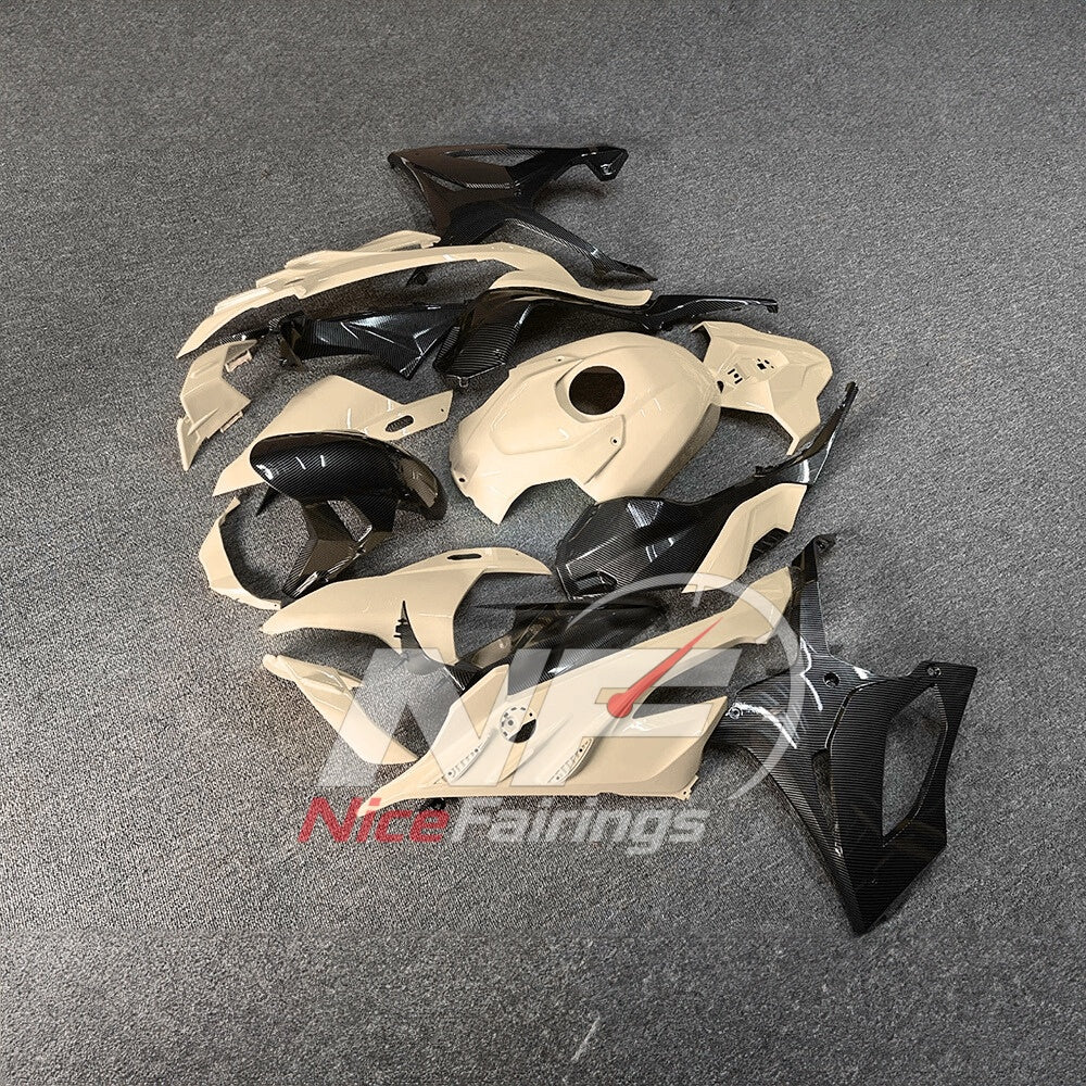 For BMW S1000RR 2023-2024 Yellow Black Sportbike Fairing Set with Custom Painted Plastics | NiceFairings - front angle image