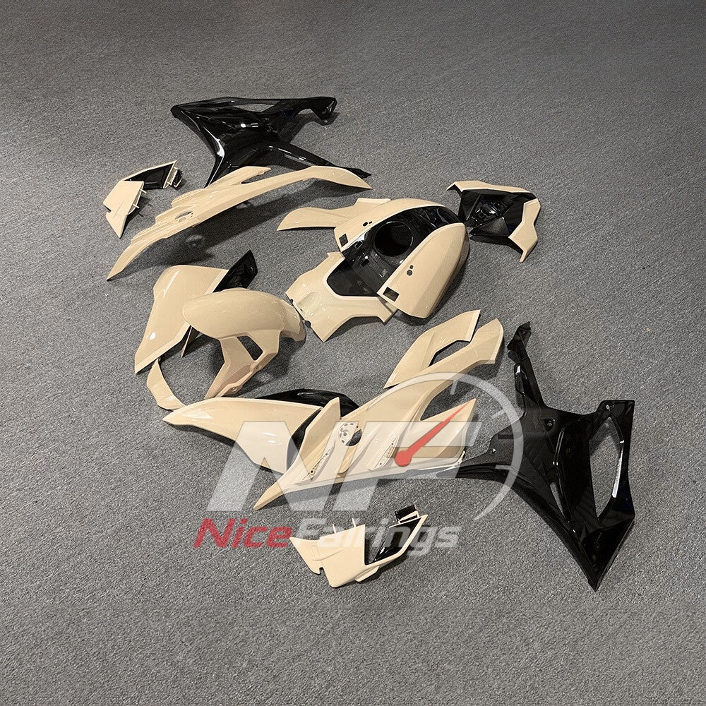 For BMW S1000RR 2023-2024 Yellow Black Sportbike Fairing Set with Custom Painted Plastics | NiceFairings - front angle image