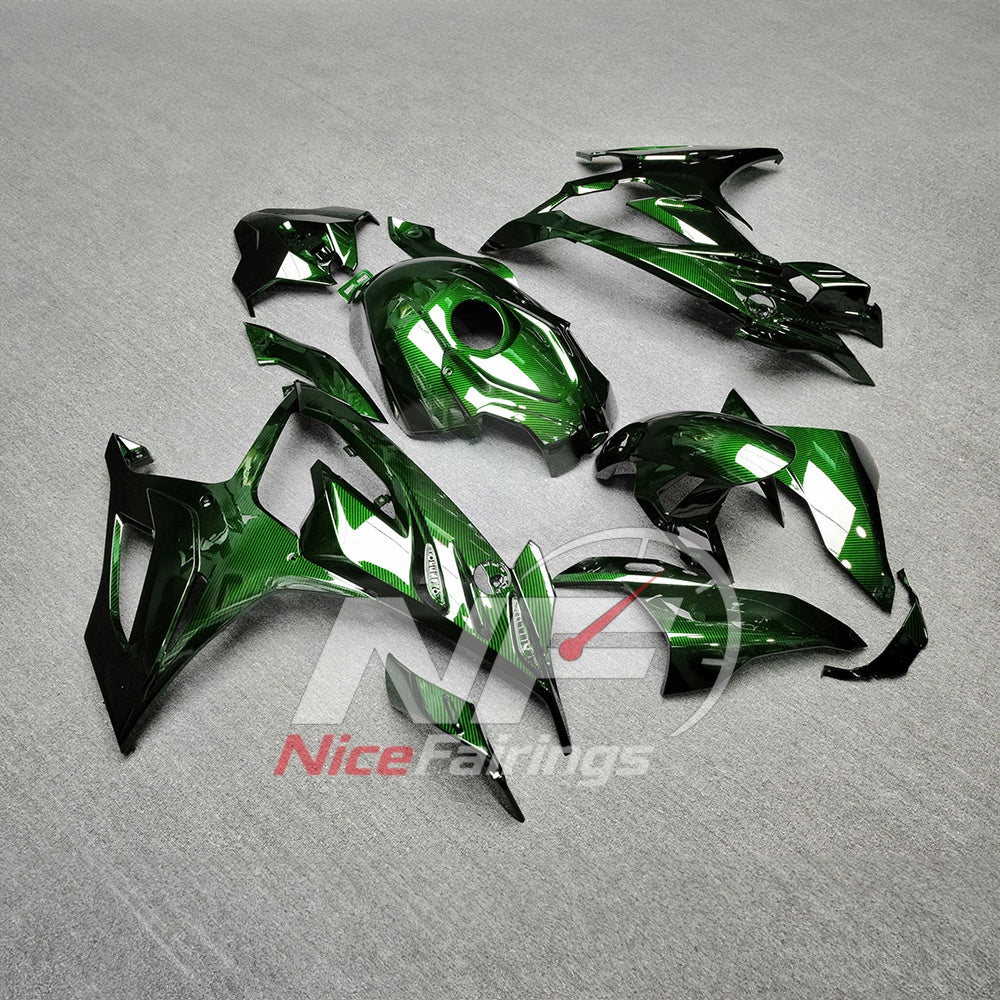 For BMW S1000RR 2023-2024 Green Black Motorcycle Fairing Kit with Aftermarket Body Panels | NiceFairings - front angle image