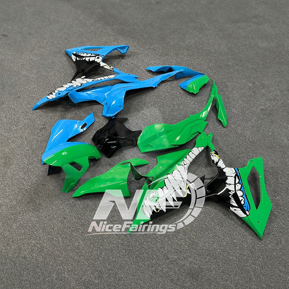 For BMW S1000RR 2019-2022 Stealth Black Custom Fairings, ABS Replacement Plastics Full Body Kit | NiceFairings - front angle image