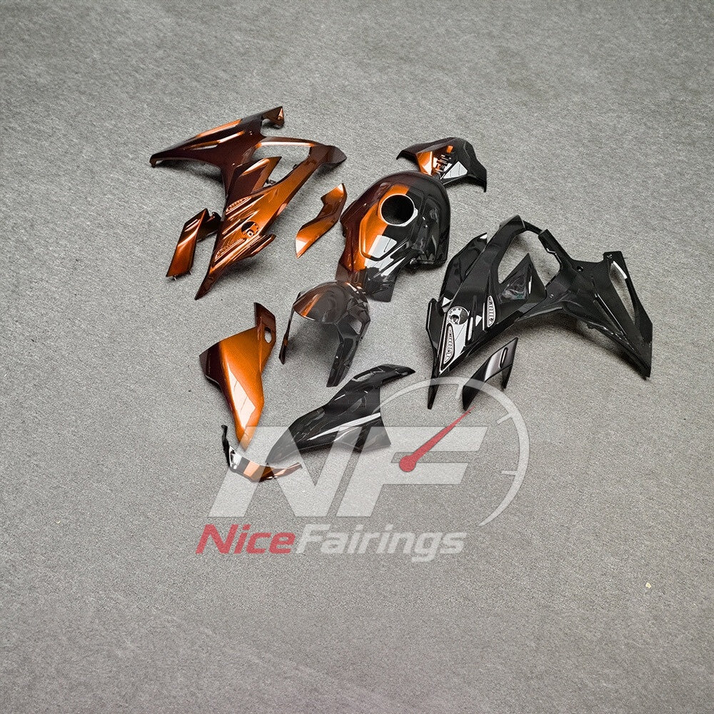 For BMW S1000RR 2023-2024 Orange Black Motorcycle Fairing Kit with Aftermarket Body Panels | NiceFairings - front angle image
