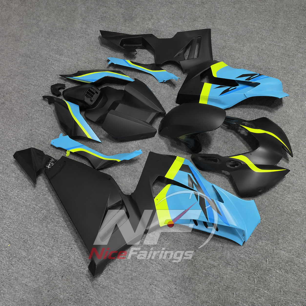 Cyan Black Neon Yellow ABS fairing kit for Honda CBR1000RR-R 2020-2023, design D67-P35 - image 2