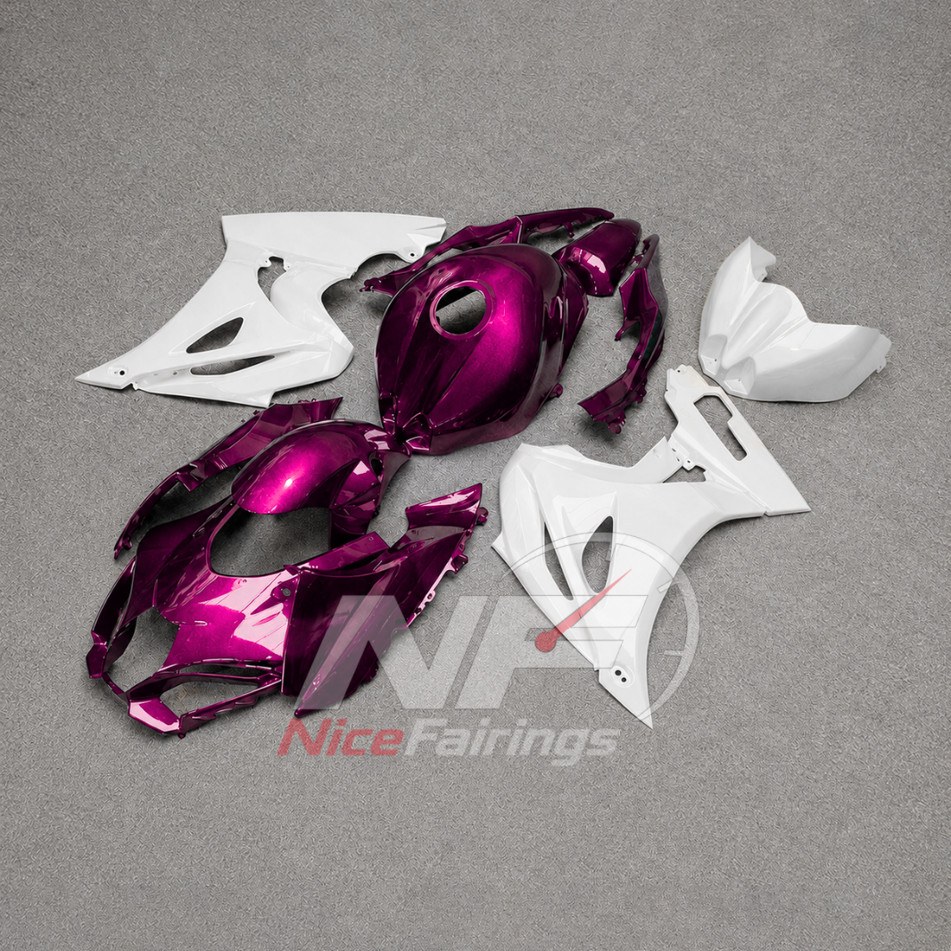 For Suzuki GSX-R1000 K17 2017-2026 Sportbike Fairing Set Pink White Custom Painted Plastics | NiceFairings - front angle image
