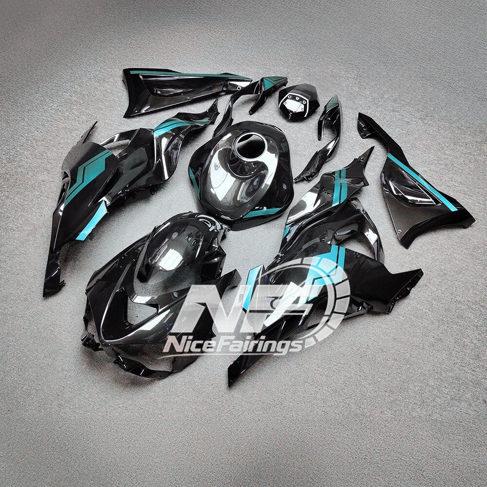 For Kawasaki Ninja ZX6R 636 2024-2025 Sportbike Plastics Green Black Tank Cover | NiceFairings - front angle image