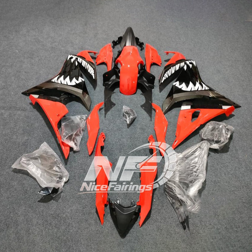 KAWASAKI Ninja 650 ER-6F 2017-2019 ABS Fairing Kit orange black tank-cover | NiceFairings - front angle image