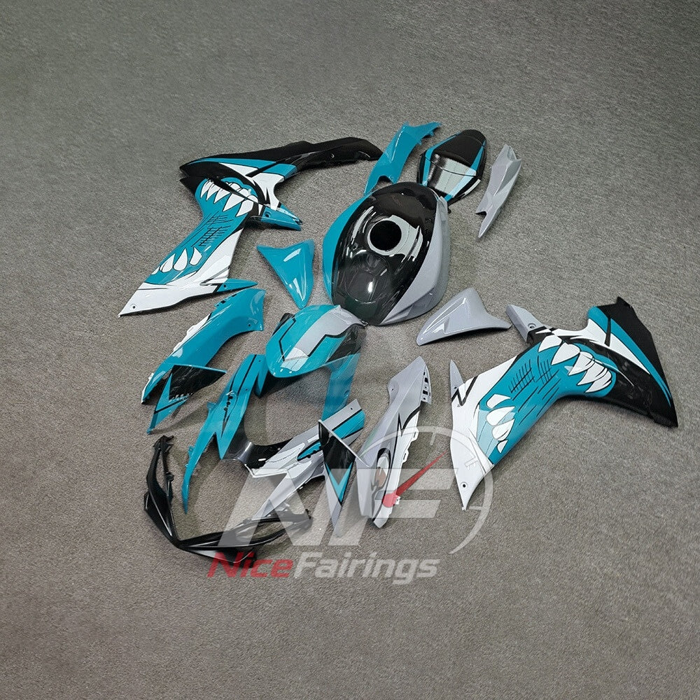 For Suzuki GSXR600 GSXR750 K11 2011-2016 ABS Fairing Kit Teal Black Painted Bodywork | NiceFairings - front angle image