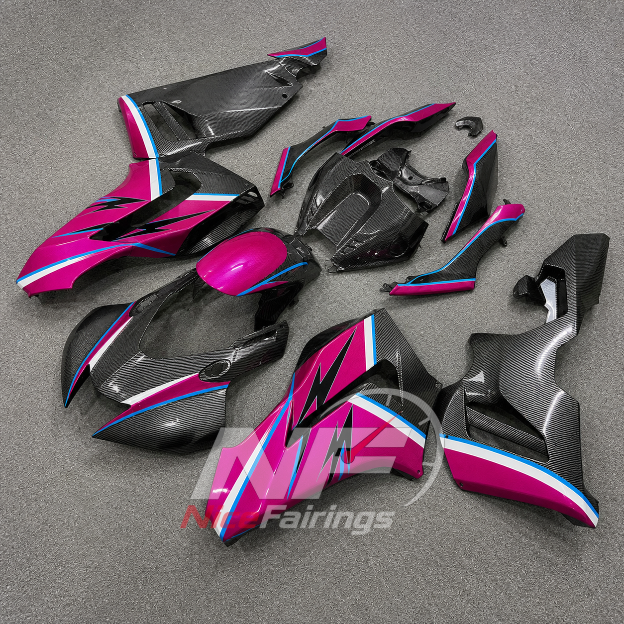 Black Pink Cyan ABS fairing kit for Honda CBR1000RR-R 2020-2023, design A06-P03 - image 2