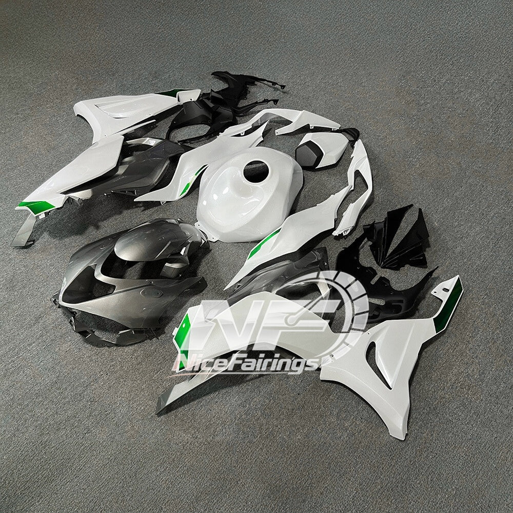 For Kawasaki ZX6R 636 Custom Painted ABS Body Kit Blue Silver Tank Cover | NiceFairings - front angle image