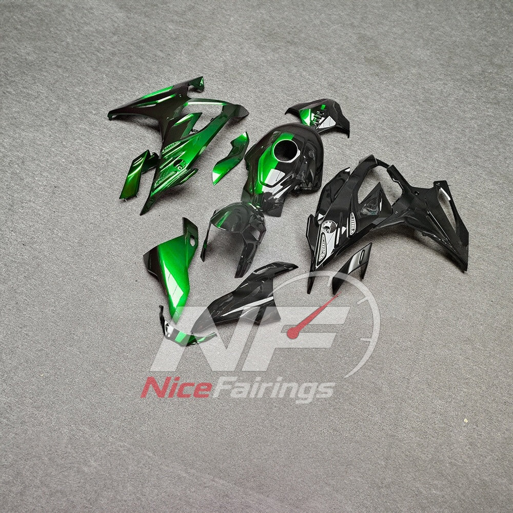 For BMW S1000RR 2023-2024 Green Black Painted ABS Fairings with Complete Replacement Bodywork | NiceFairings - front angle image