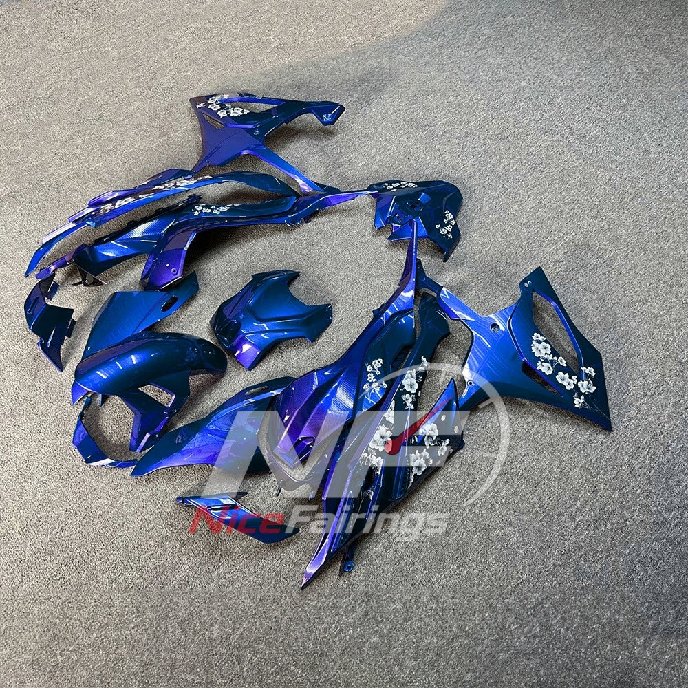For BMW S1000RR 2023-2024 Blue Black ABS Body Kit with Street and Track Fairing Panels | NiceFairings - front angle image