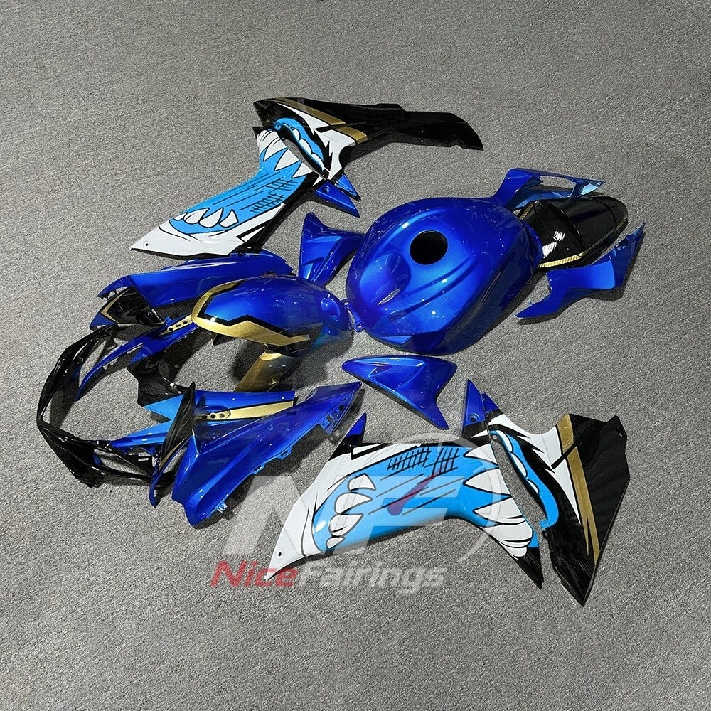 For Suzuki GSXR600 GSXR750 K11 2011-2016 ABS Fairing Kit Blue White Painted Bodywork | NiceFairings - front angle image