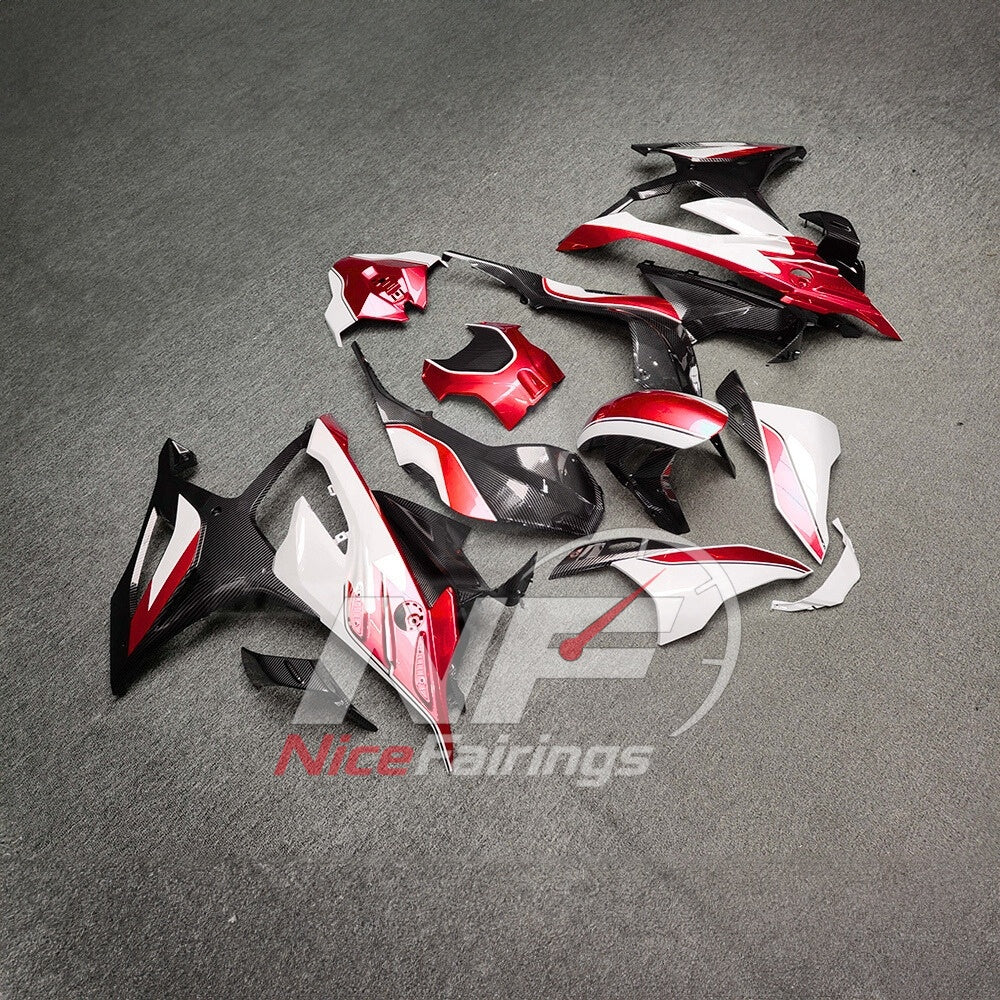 For BMW S1000RR 2023-2024 Red Black ABS Fairing Kit with Painted Bodywork and Replacement Panels | NiceFairings - front angle image