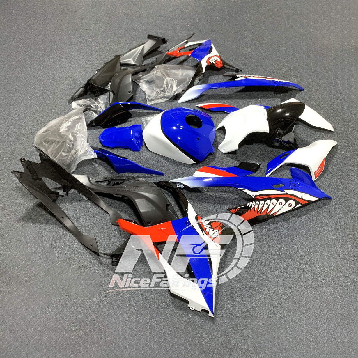 For BMW S1000RR 2019-2022 Track Edition Full Fairing Kit, Painted ABS Motorcycle Plastics | NiceFairings - front angle image