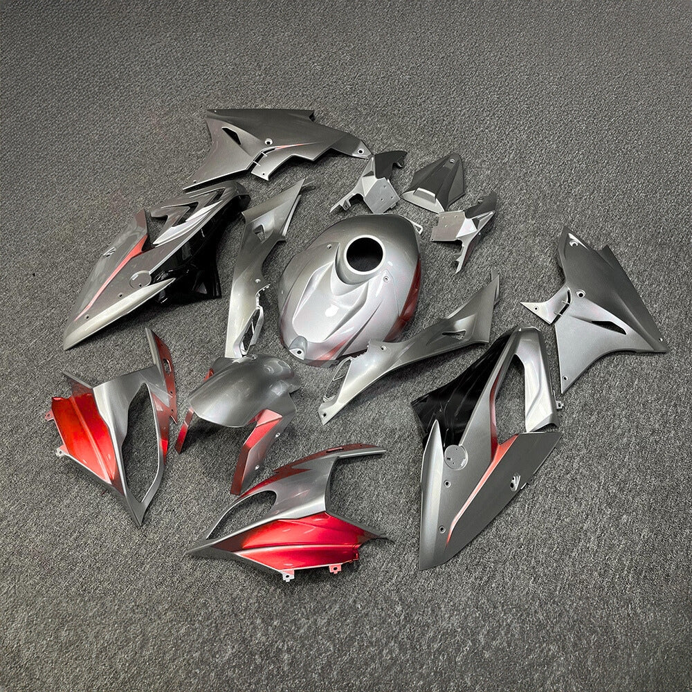 For BMW S1000RR 2017-2018 Grey Blue Tank Cover Edition Motorcycle Fairing Kit, Aftermarket ABS Body Panels | NiceFairings - front angle image