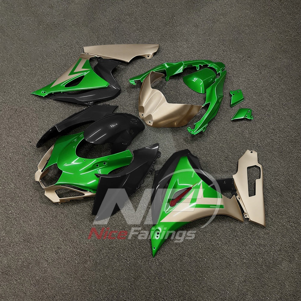 For Suzuki GSX-R1000 K17 2017-2026 Custom Fairings Green Black ABS Sportbike Plastics | NiceFairings - front angle image