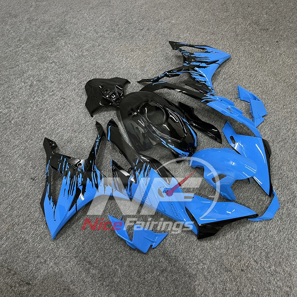 For BMW S1000RR 2023-2024 Blue Black Motorcycle Fairing Kit with Aftermarket Body Panels | NiceFairings - front angle image