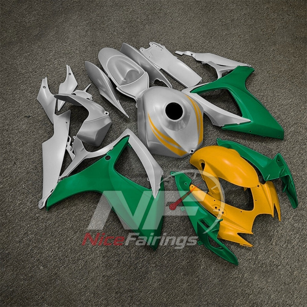 For Suzuki GSX-R600 GSX-R750 K6 2006-2007 Custom Fairings Gray Green ABS Sportbike Plastics | NiceFairings - front angle image