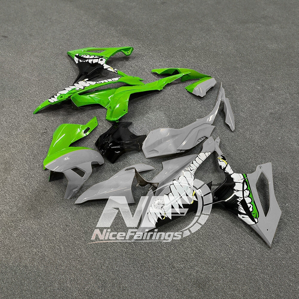 For BMW S1000RR 2019-2022 Lime Yellow Tank Cover ABS Fairing Kit, Custom Painted Motorcycle Bodywork | NiceFairings - front angle image