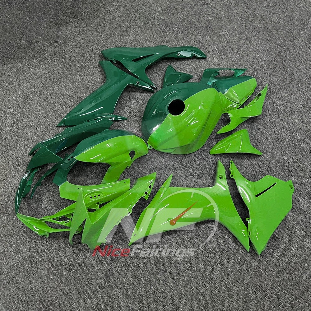 For Suzuki GSX-R600 GSX-R750 K11 2011-2016 Sportbike Fairing Set Green Black Custom Painted Plastics | NiceFairings - front angle image