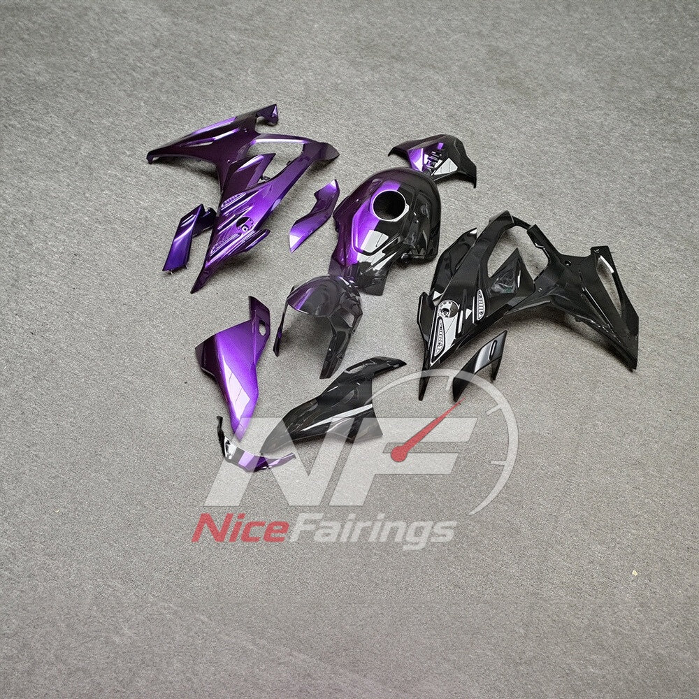For BMW S1000RR 2023-2024 Purple Black Motorcycle Fairing Kit with Aftermarket Body Panels | NiceFairings - front angle image