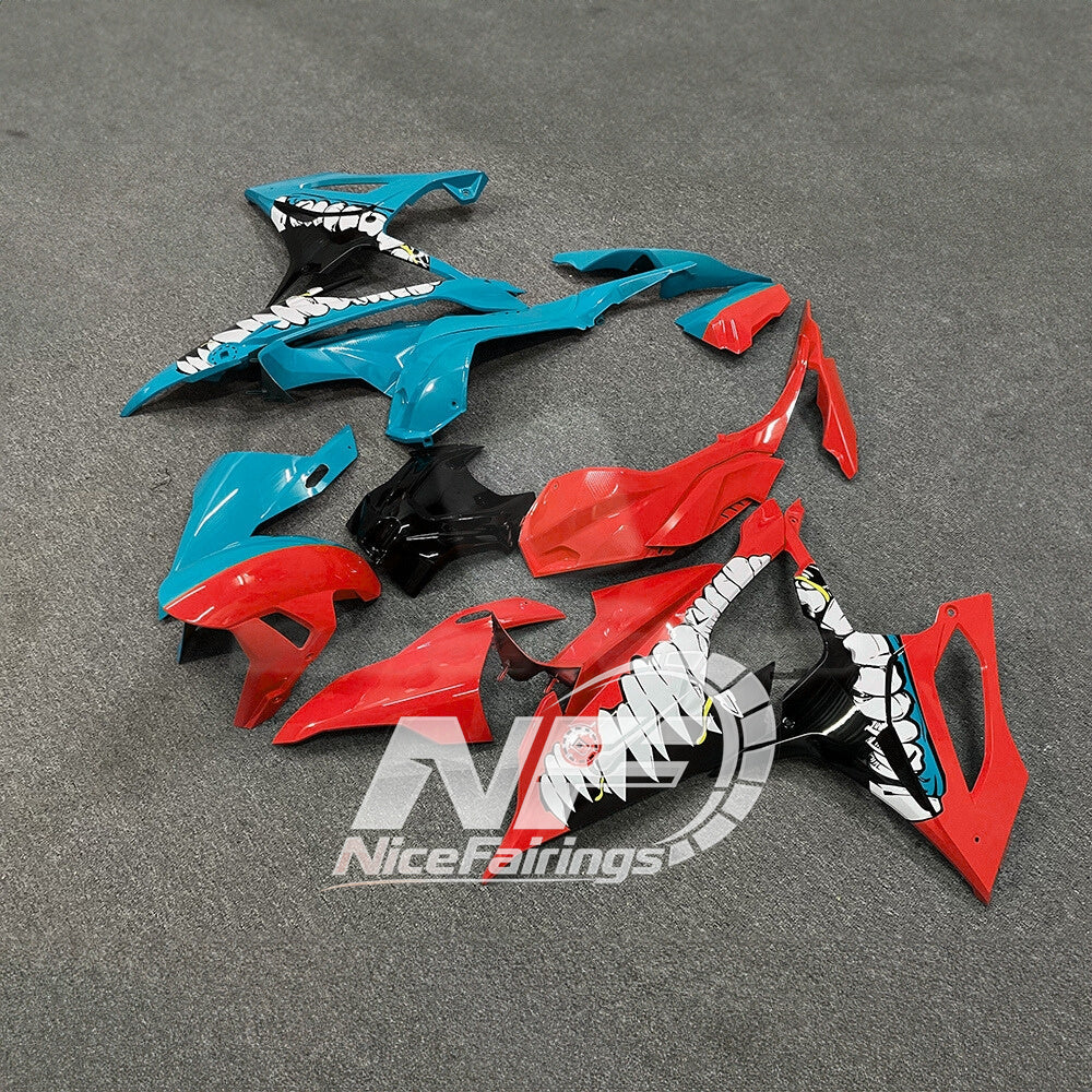 For BMW S1000RR 2019-2022 Red Black Custom Fairings, ABS Replacement Plastics Full Body Kit | NiceFairings - front angle image