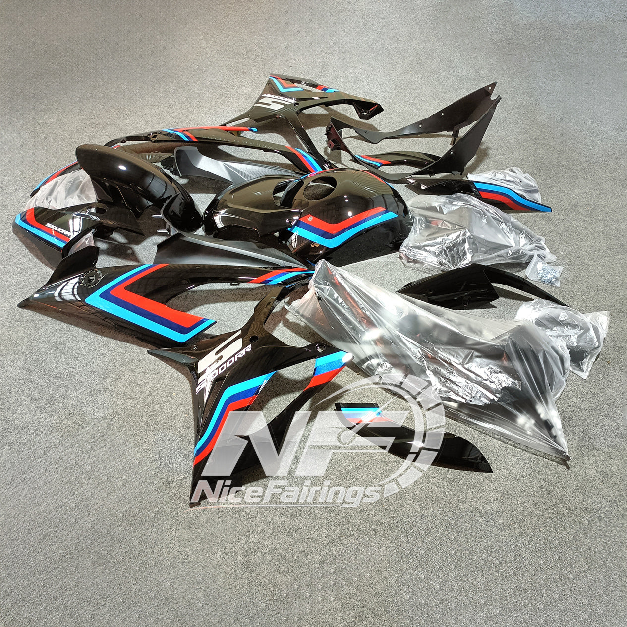 For BMW S1000RR 2019-2022 Blue White Full Fairing Kit, Painted ABS Motorcycle Plastics | NiceFairings - front angle image