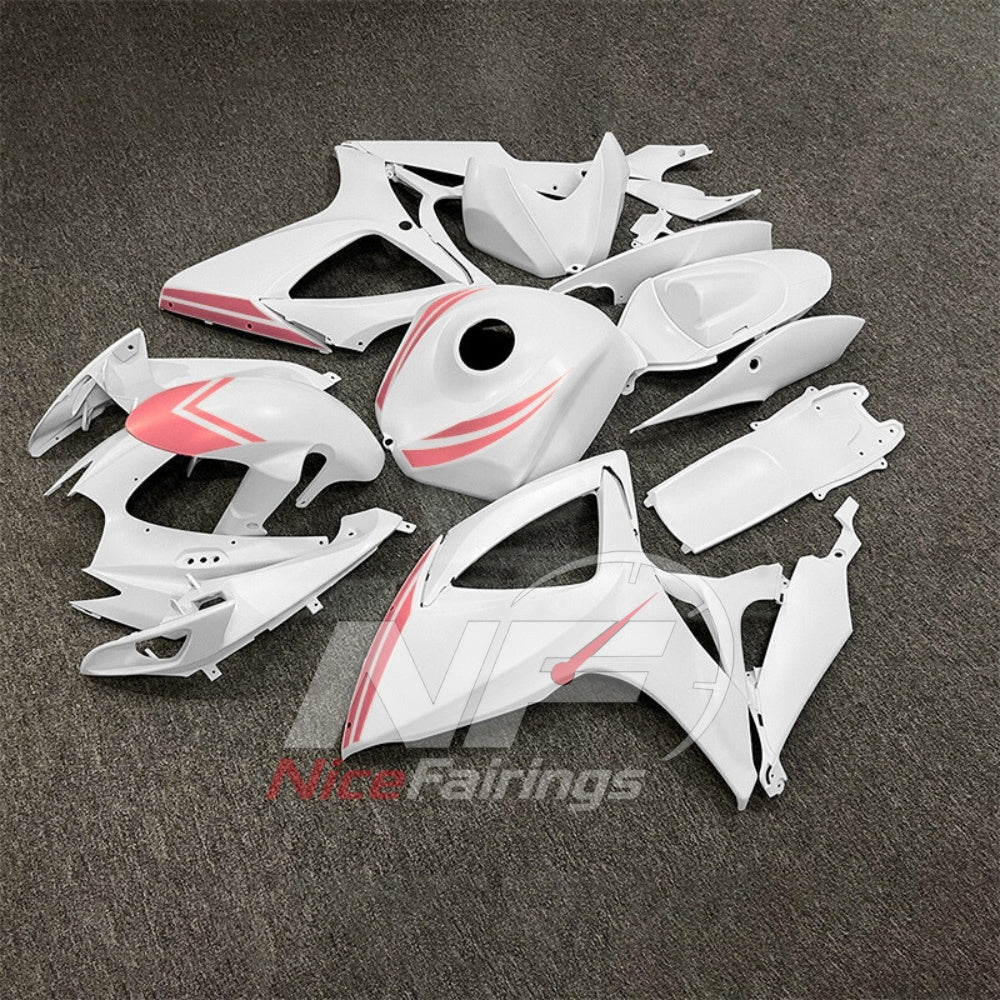 For Suzuki GSXR600 GSXR750 K6 2006-2007 ABS Fairing Kit White Painted Bodywork | NiceFairings - front angle image