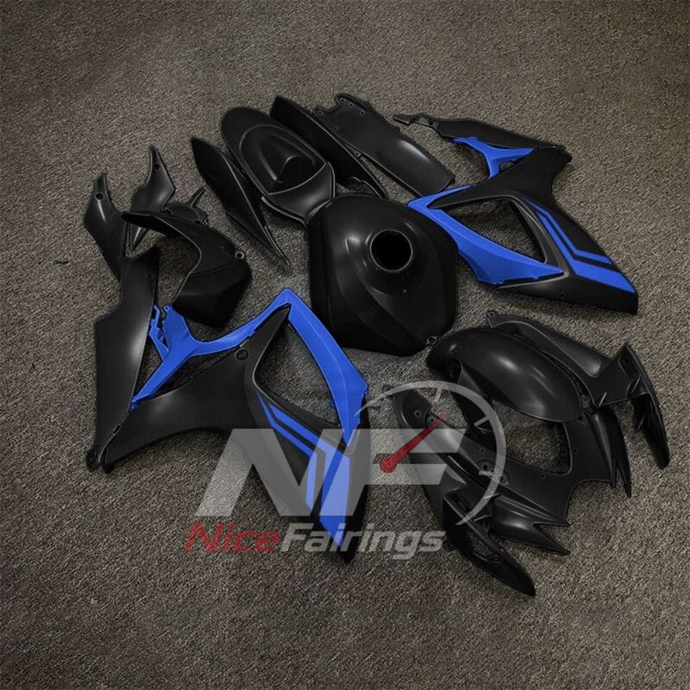 For Suzuki GSX-R600 GSX-R750 K6 2006-2007 Sportbike Fairing Set Black Gray Custom Painted Plastics | NiceFairings - front angle image
