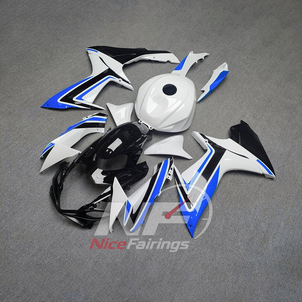 For Suzuki GSXR600 GSXR750 K11 2011-2016 Motorcycle Fairing Kit White Black Body Panels | NiceFairings - front angle image