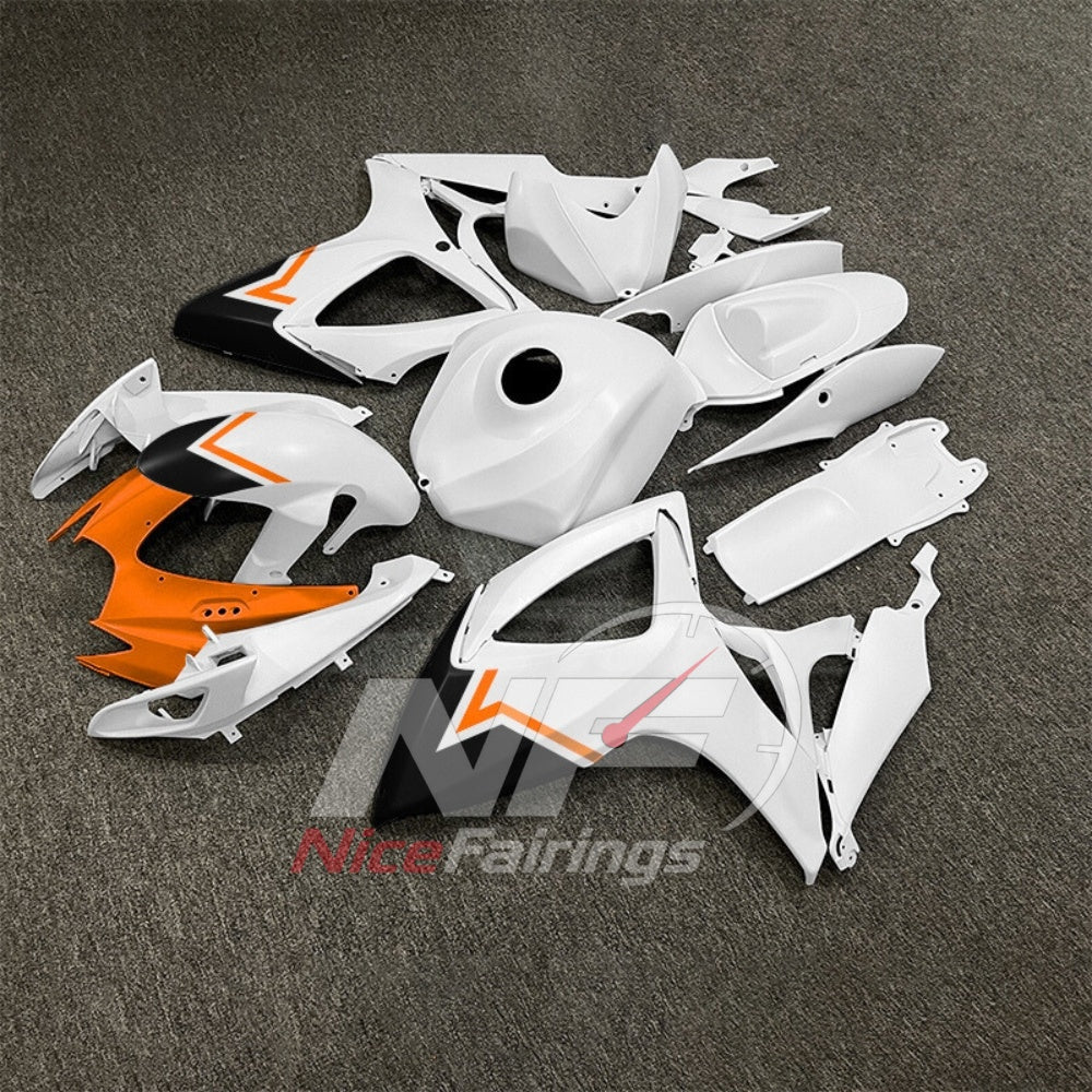 For Suzuki GSXR600 GSXR750 K6 2006-2007 ABS Body Kit White Street Track Fairings | NiceFairings - front angle image