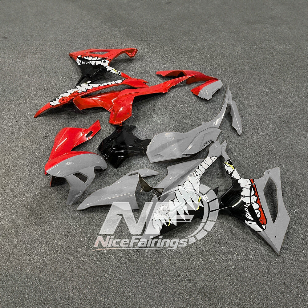 For BMW S1000RR 2019-2022 Orange Black Custom Fairings, ABS Replacement Plastics Full Body Kit | NiceFairings - front angle image