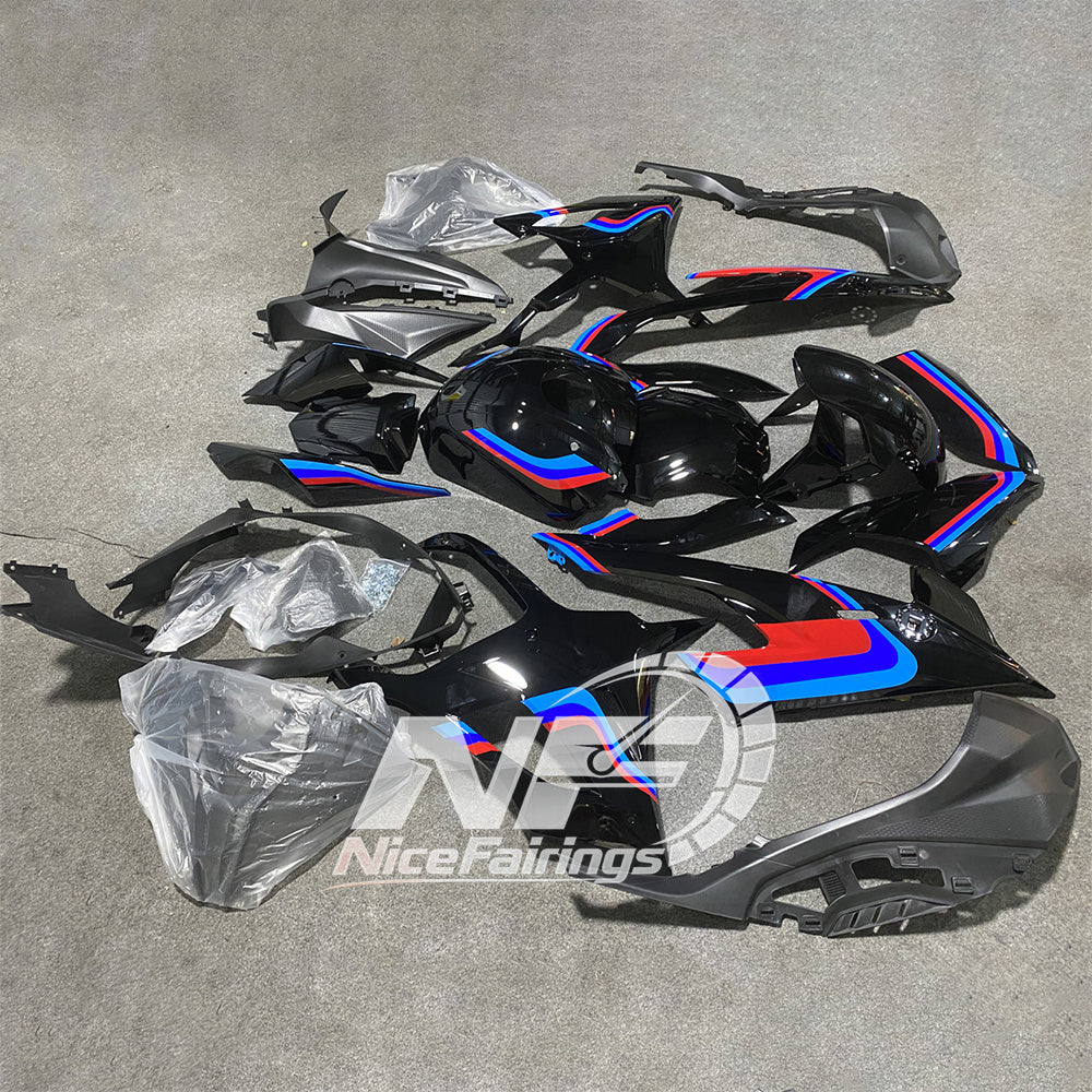 For BMW S1000RR 2019-2022 Red Black Custom Fairings, ABS Replacement Plastics Full Body Kit | NiceFairings - front angle image