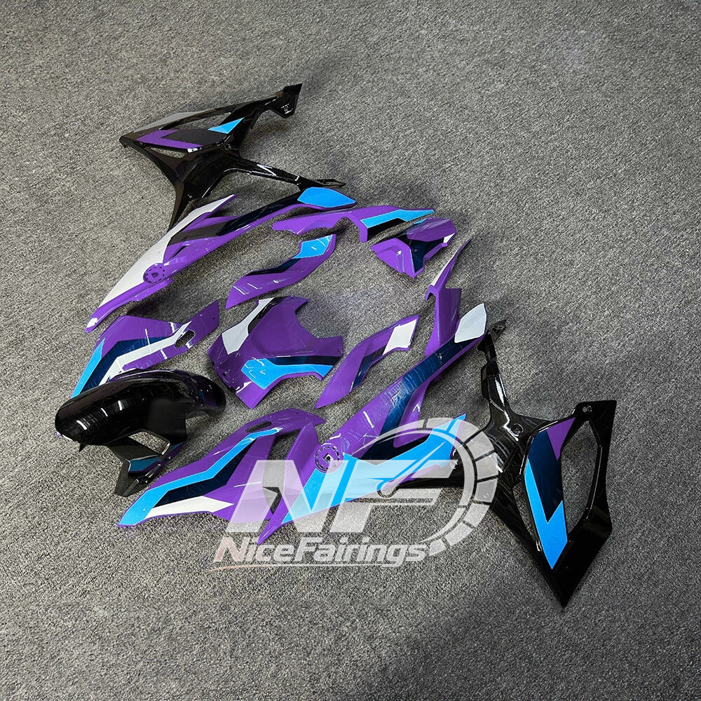 For BMW S1000RR 2019-2022 Blue White Motorcycle Fairing Kit, Aftermarket ABS Body Panels | NiceFairings - front angle image