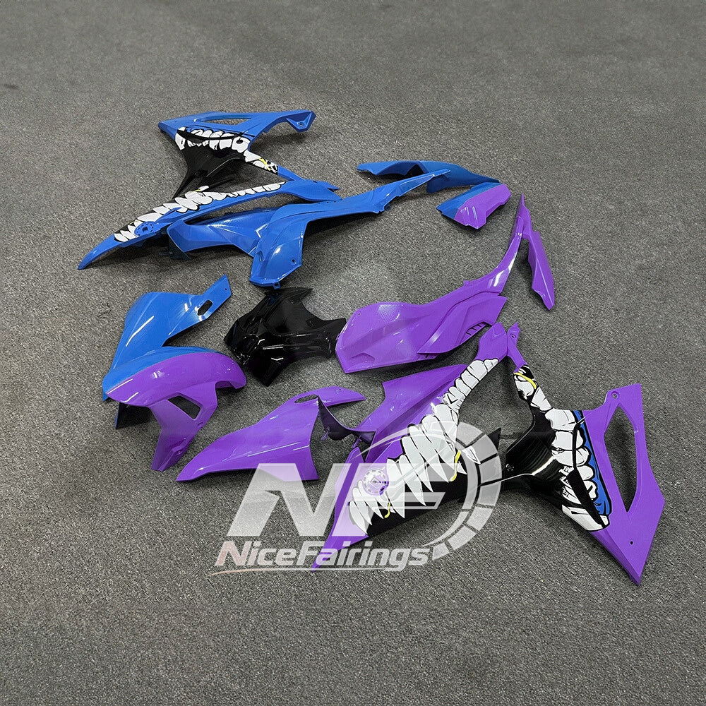 For BMW S1000RR 2019-2022 Grey Blue Tank Cover ABS Fairing Kit, Custom Painted Motorcycle Bodywork | NiceFairings - front angle image