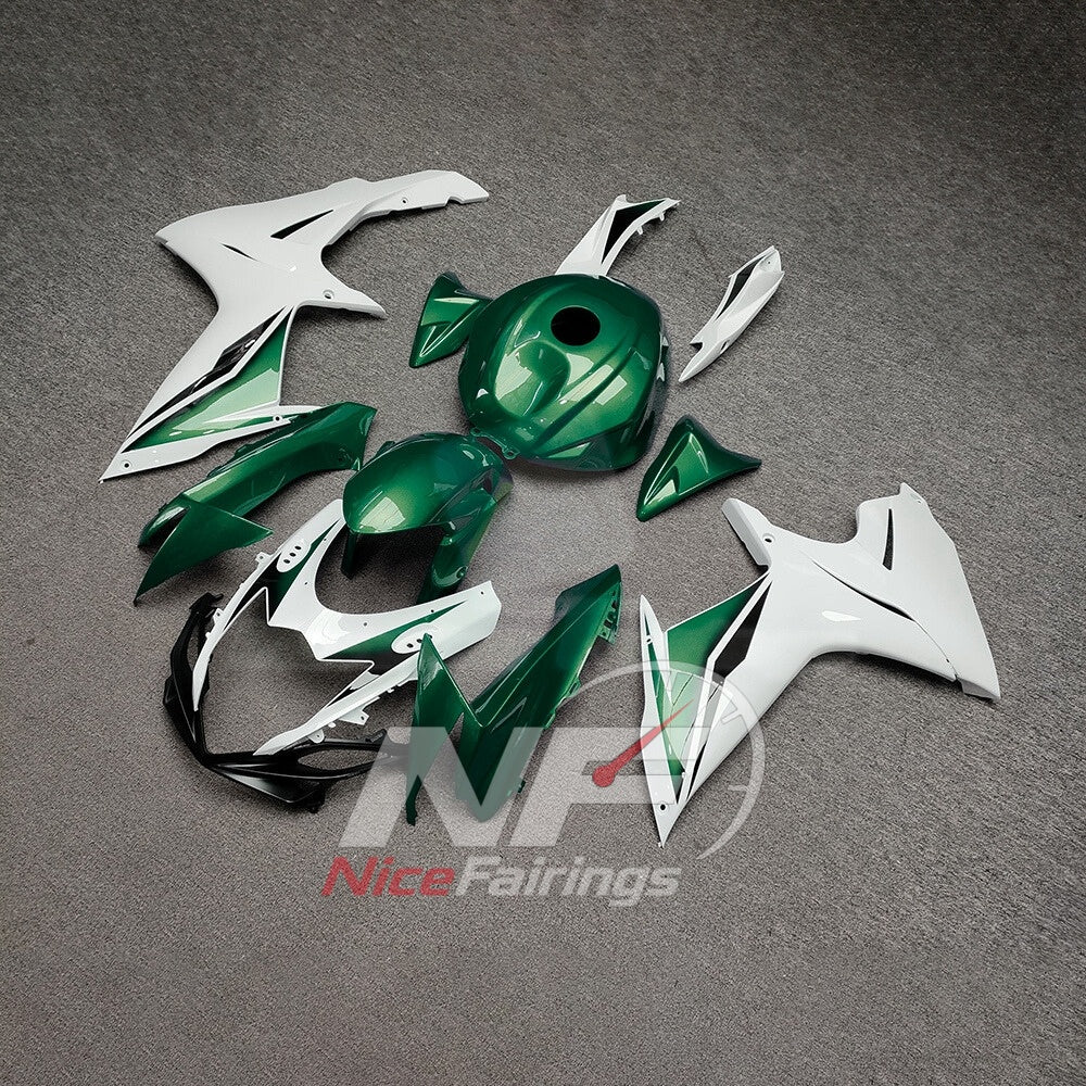 For Suzuki GSXR600 GSXR750 K11 2011-2016 ABS Body Kit White Green Street Track Fairings | NiceFairings - front angle image