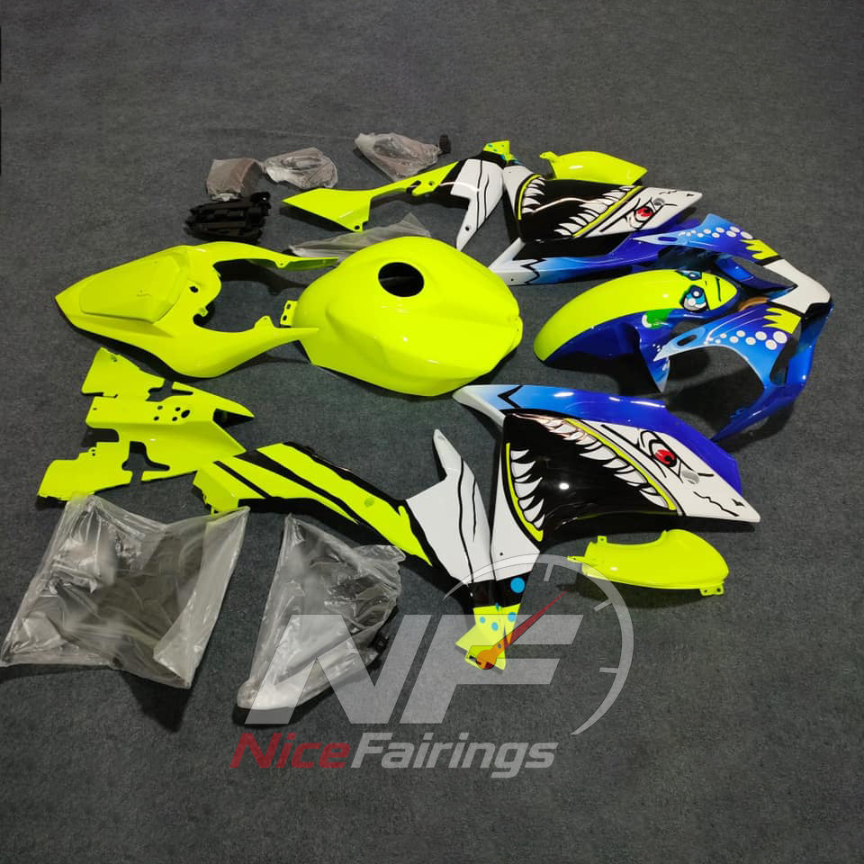 ABS Injection Fairing Kit Fits YAMAHA YZF-R1 RN19 2007-2008 - Shark Graphic | NiceFairings - front angle image