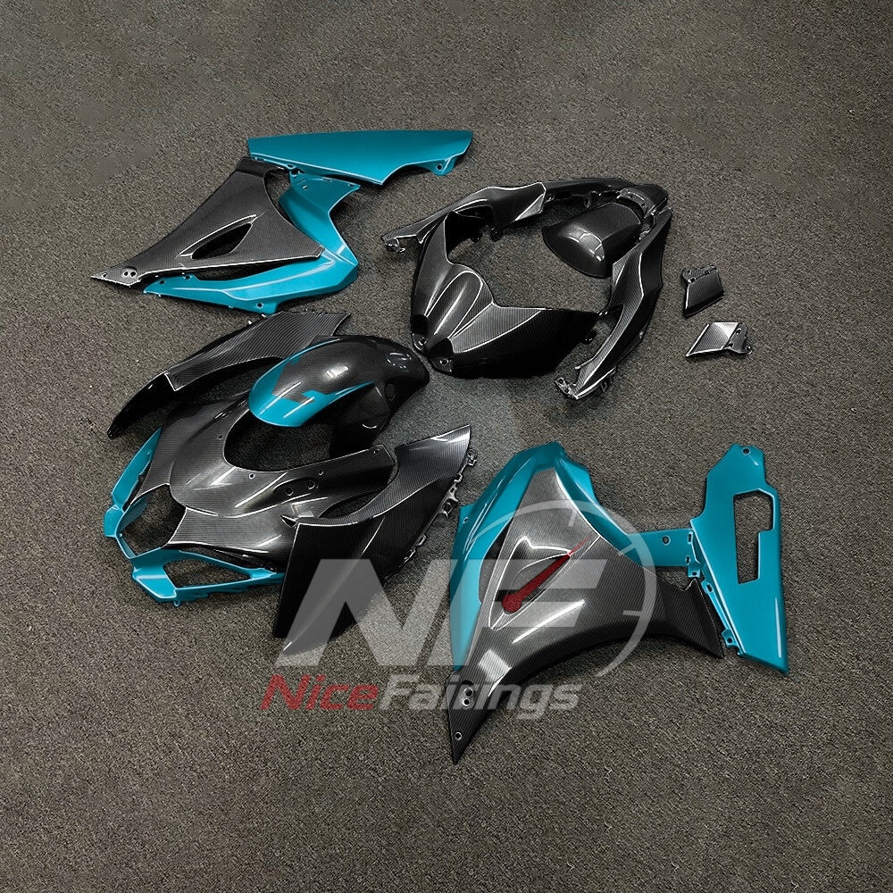 For Suzuki GSX-R1000 K17 2017 2018-2026 Custom Fairings Teal Black ABS Sportbike Plastics | NiceFairings - front angle image