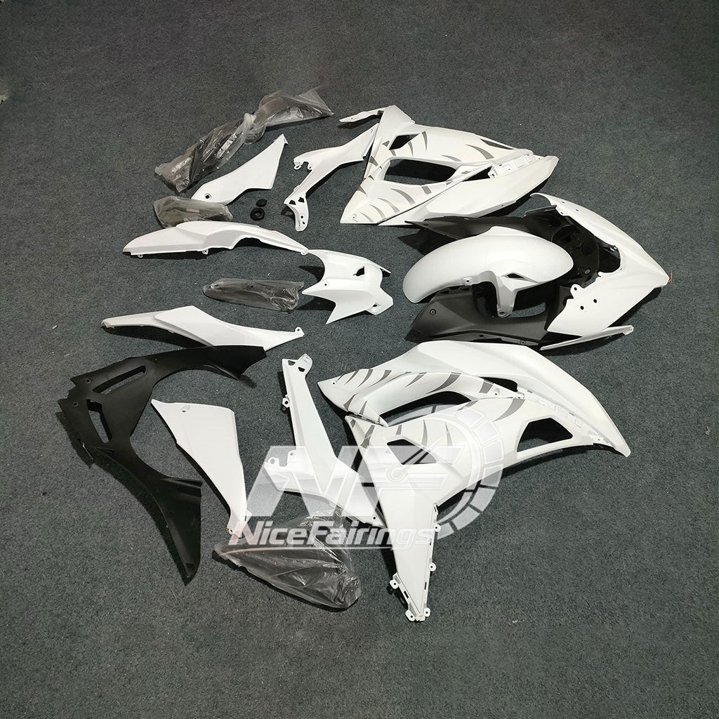 KAWASAKI Ninja 650 ER-6F Full Motorcycle Plastics white blue | NiceFairings - front angle image